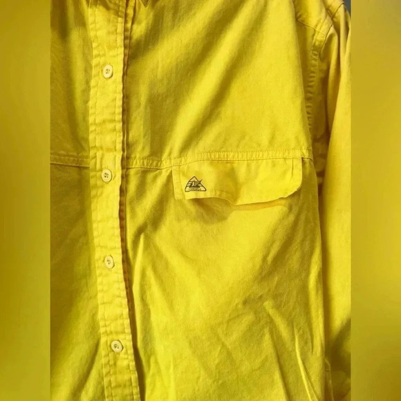 True vintage Logo Mens button down 1980's FORENZA neon yellow OXFORD-M - Picture 8 of 8